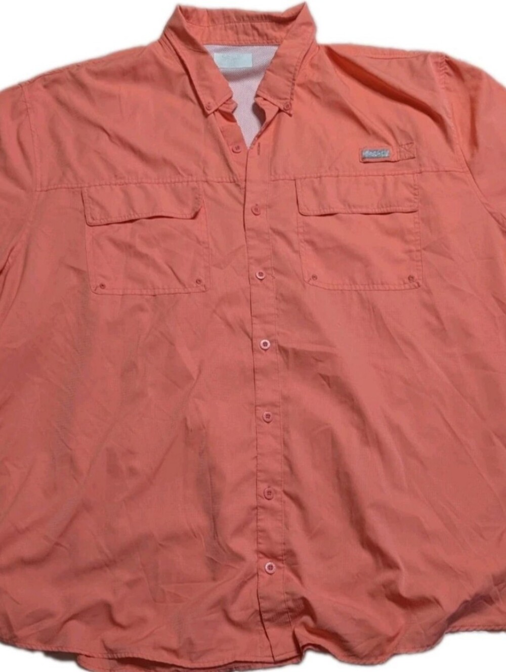 Ocean Coast Vented Stretch Fishing Shirt Mens Pink Coral Short Sleeve 2XL XXL